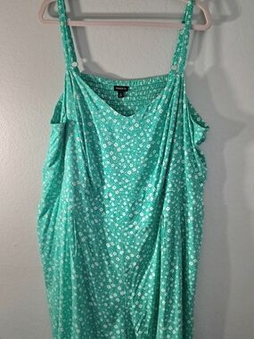 Torrid Plus Size Bright Teal Green Floral Romper Jumpsuit Summer Lightweight
